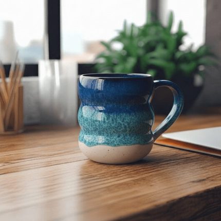 مج فخار أزرق