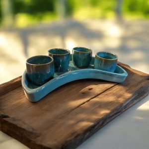 طقم 4 أكواب فخار+صنية