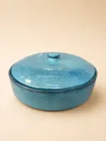 طاجن فخار ازرق بغطاء